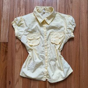 Yellow Short Sleeve Button-Up Shirt